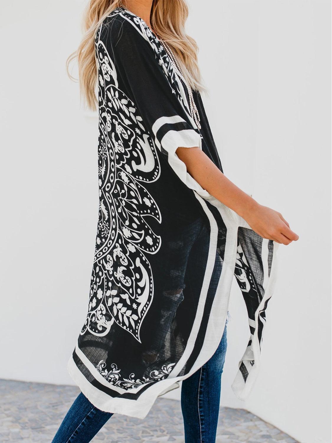 Printed Open Front Cover-Up - ClubOn