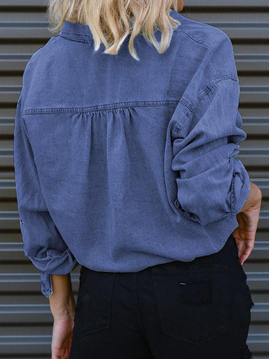 Tie Detail Denim Top - ClubOn