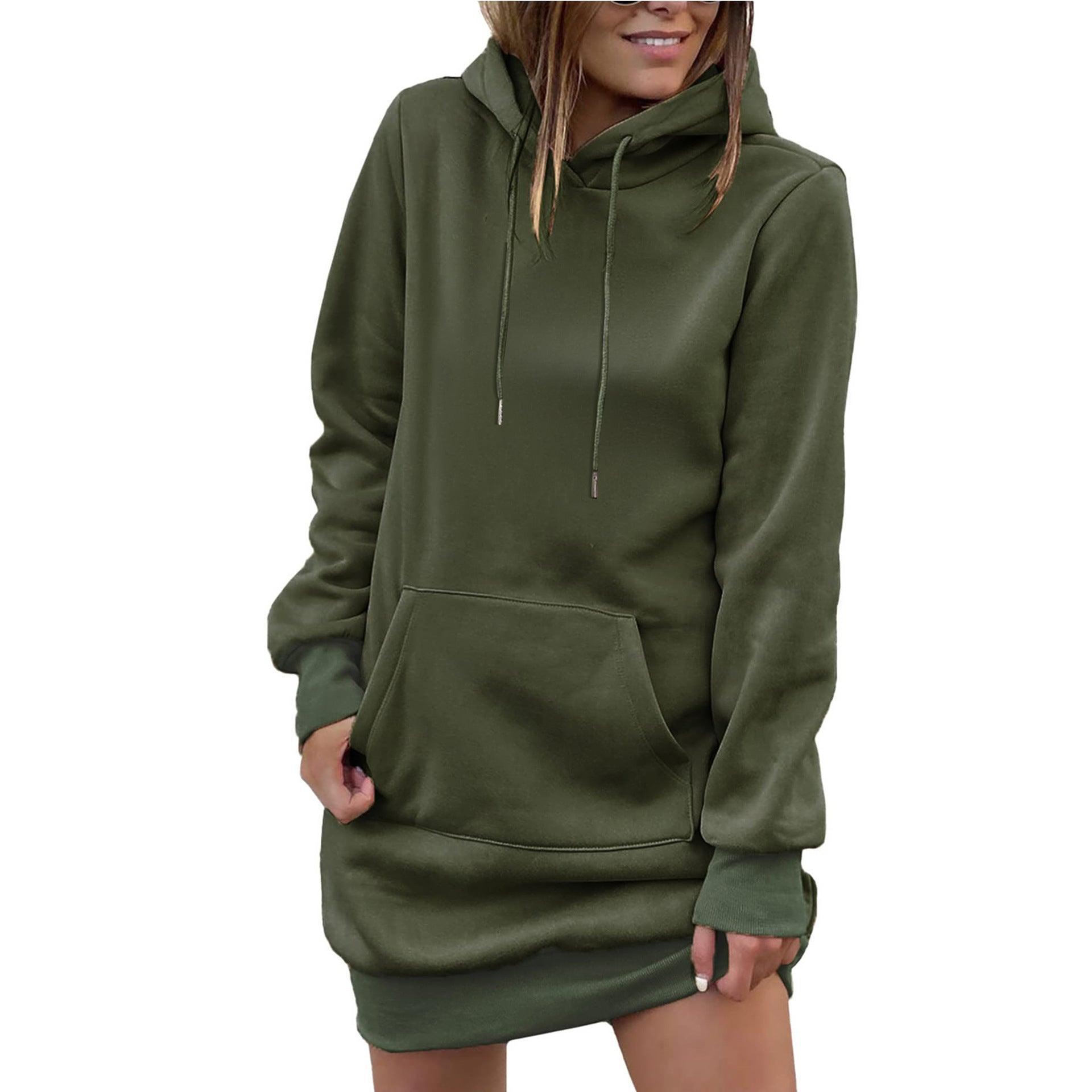 Drawstring Long Sleeve Hooded Mini Dress - ClubOn