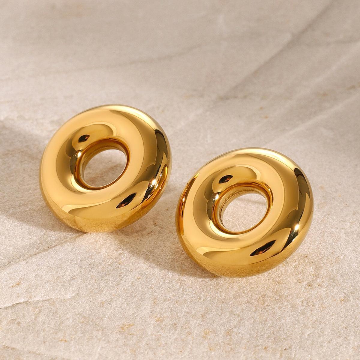 Stainless Steel Cutout Round Shape Earrings - ClubOn