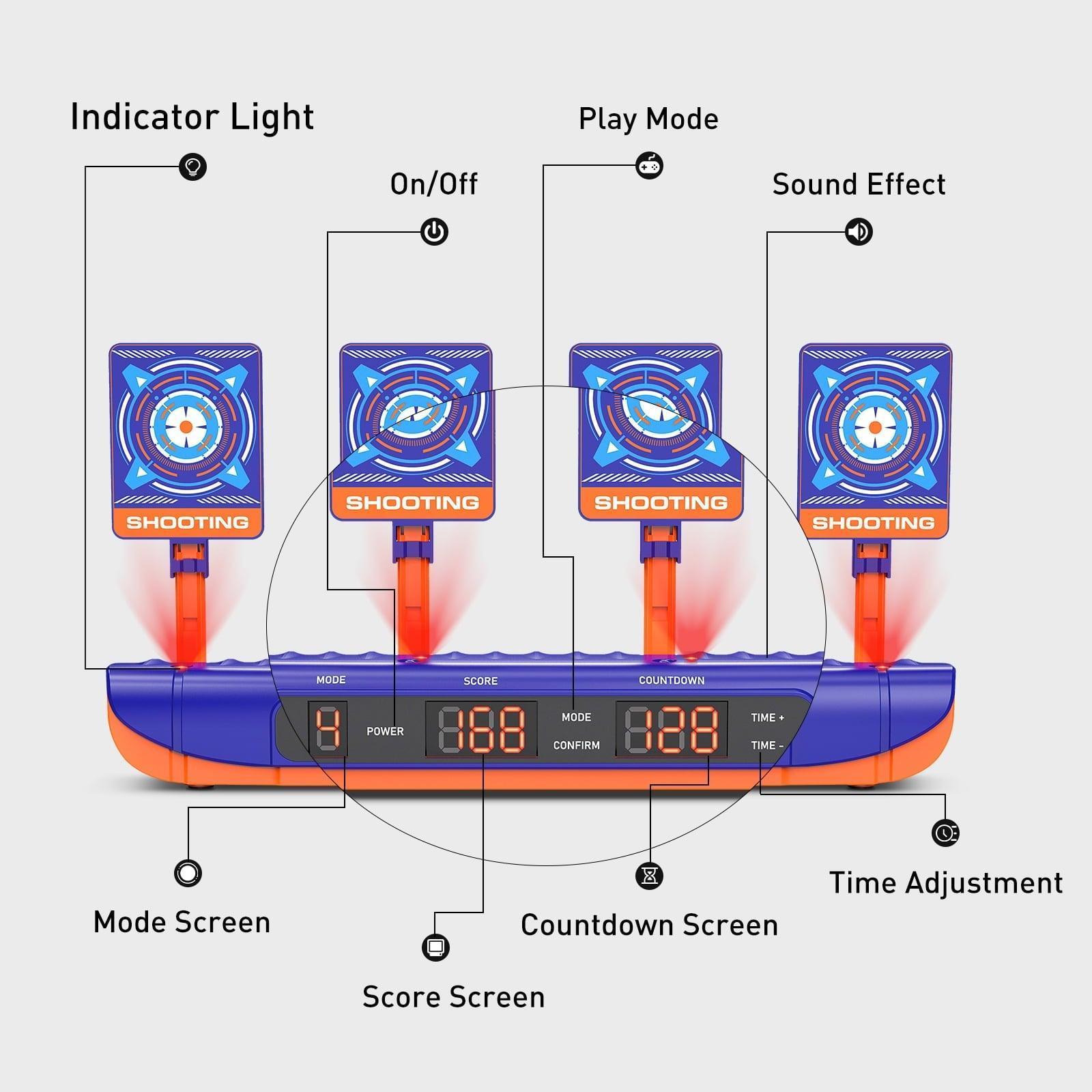 Hot Bee Electronic Shooting Target with 2 Foam Dart Blasters – Outdoor Toys for Boys, Kids 5, 6, 7+ - ClubOn