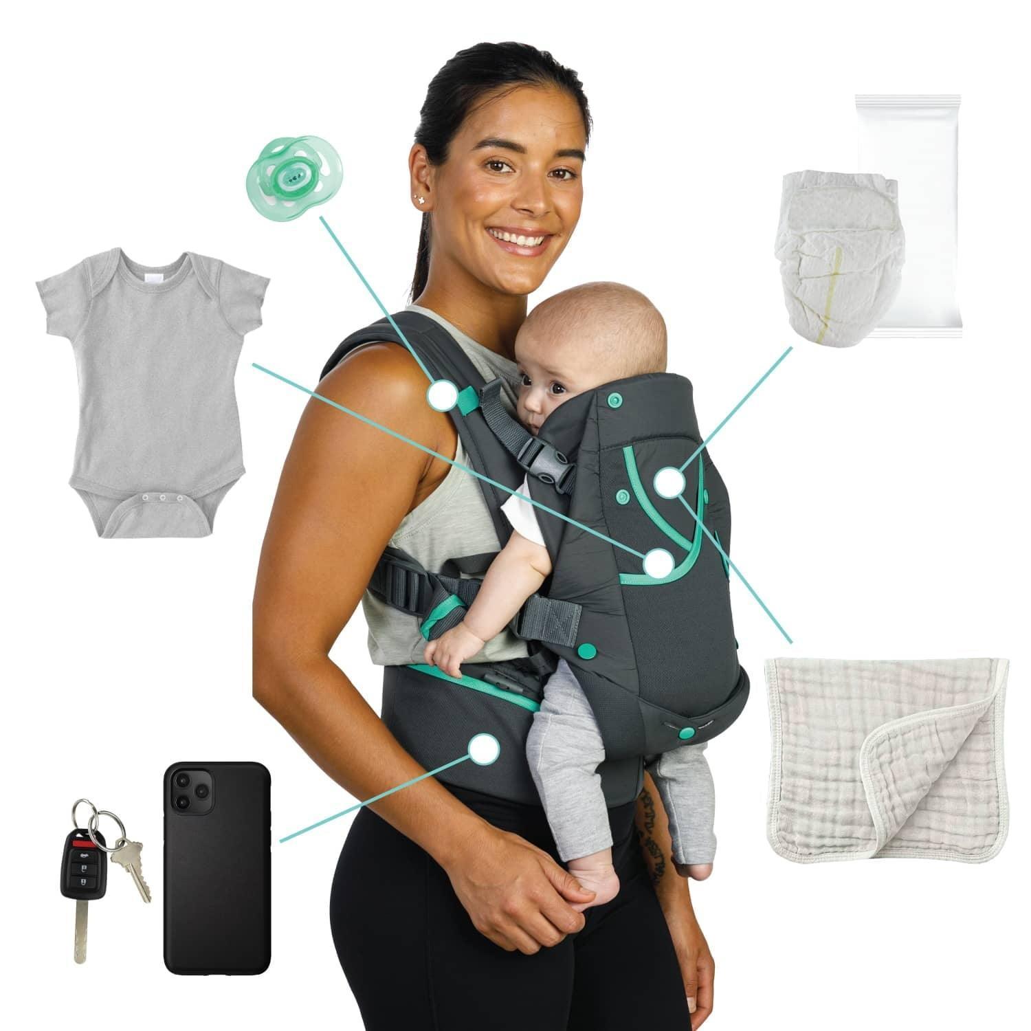 Infantino Carry On Active Multi-Pocket Baby Carrier, 4-Positions, 8-40lbs, Gray - ClubOn