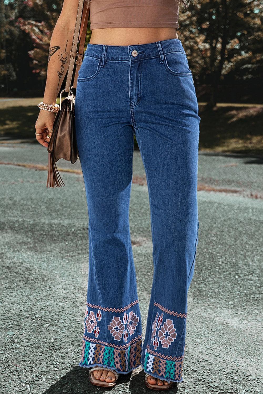 Embroidered Bootcut Jeans - ClubOn