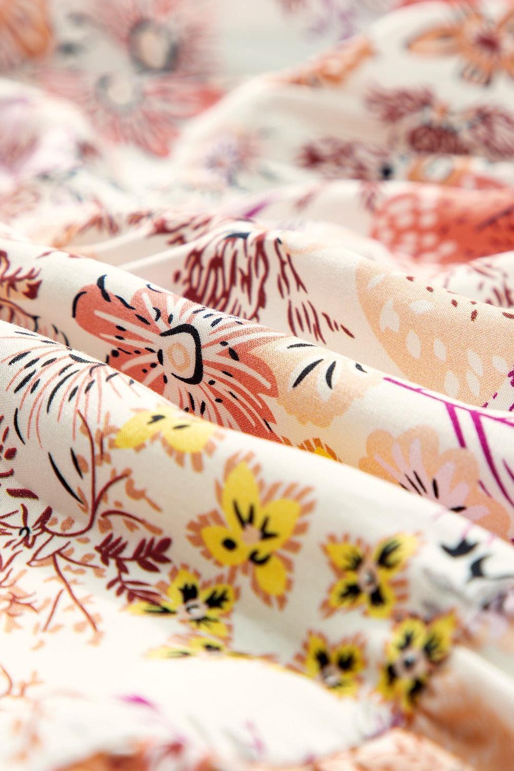 Tied Printed Half Sleeve Mini Dress - ClubOn