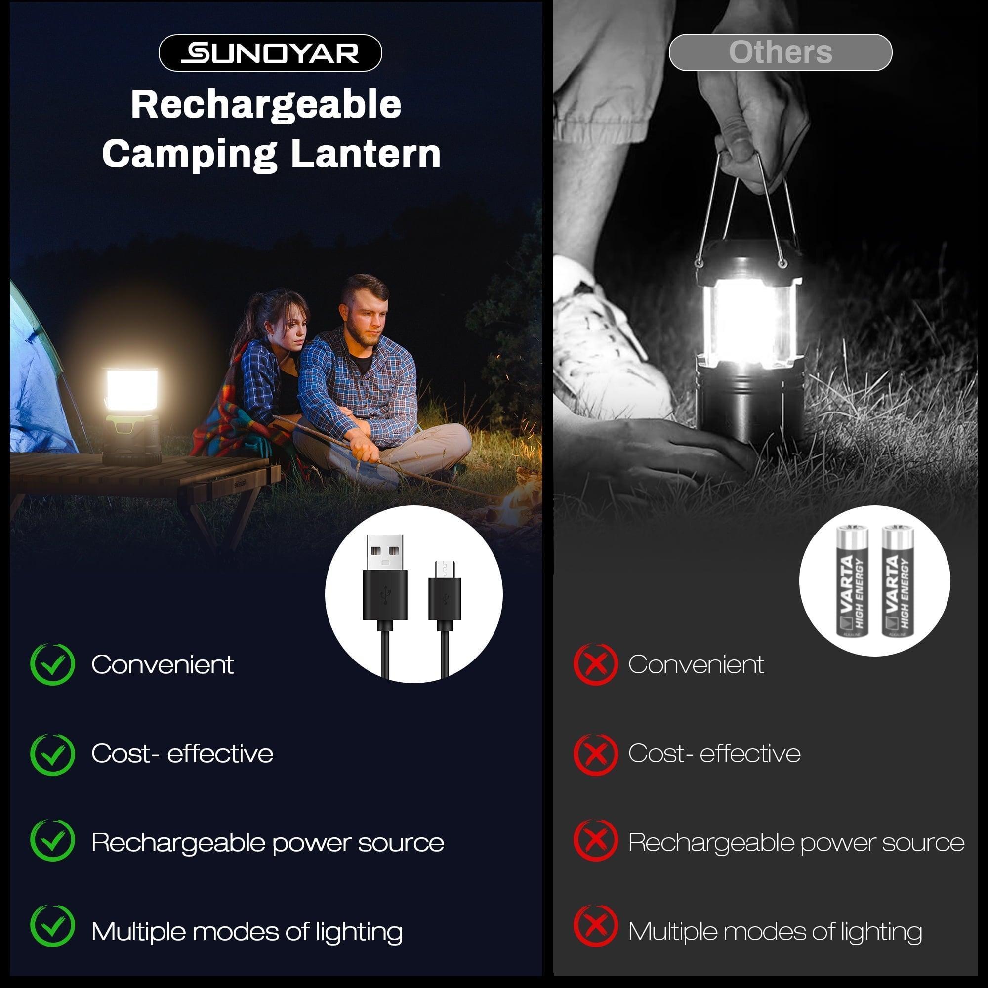 SUNOYAR Rechargeable Camping Lantern, 1500LM, 5 Light Modes, Green - ClubOn