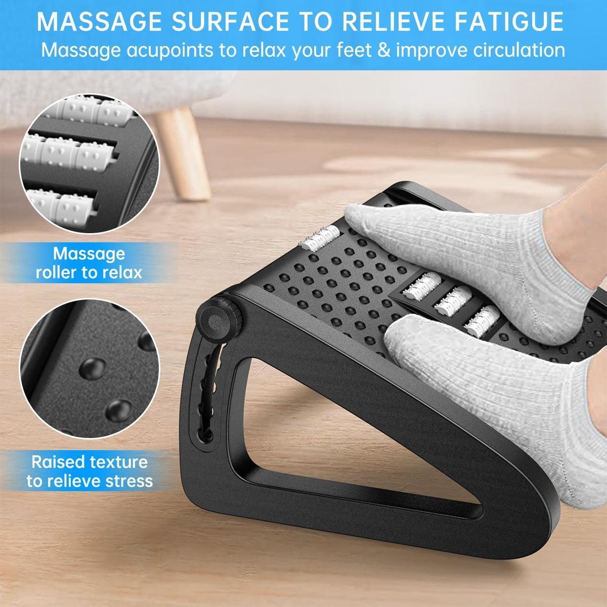 Adjustable Under Desk Footrest with 6 Height Positions & Massage Surface, Ergonomic Foot Stool for Improved Circulation (Black) - ClubOn