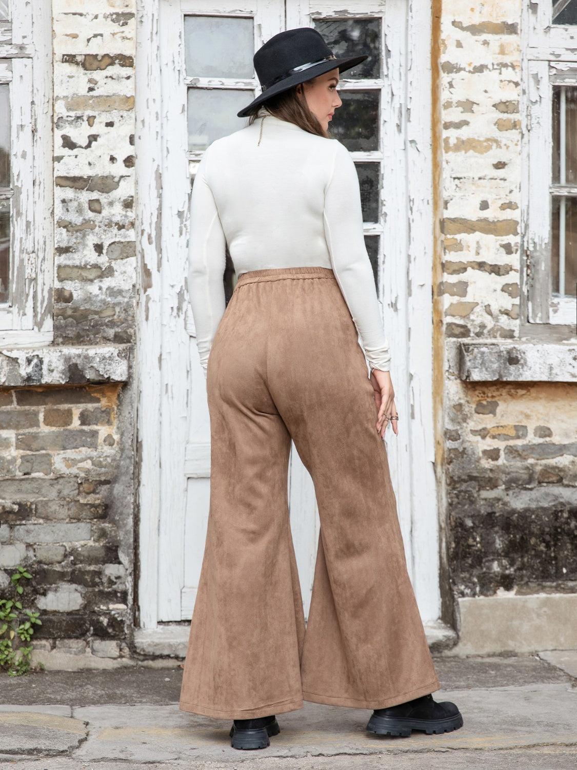 Plus Size Pocketed Flare Pants - ClubOn