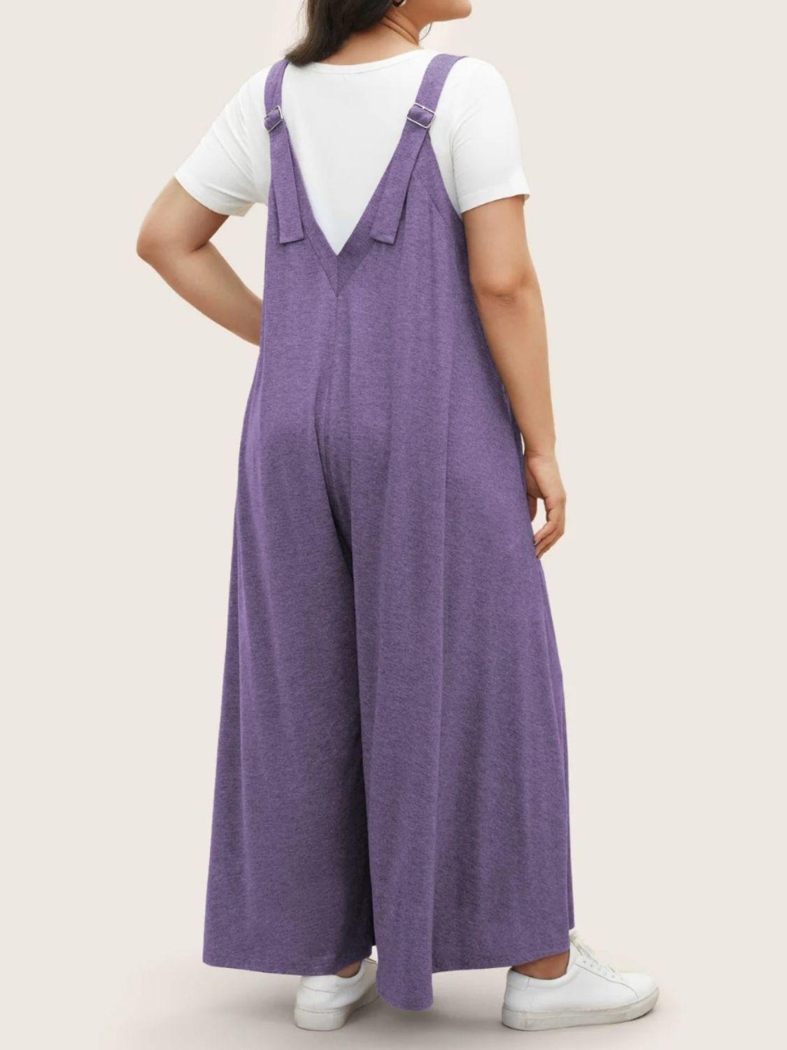Full Size Pocketed Wide Leg Overalls - ClubOn