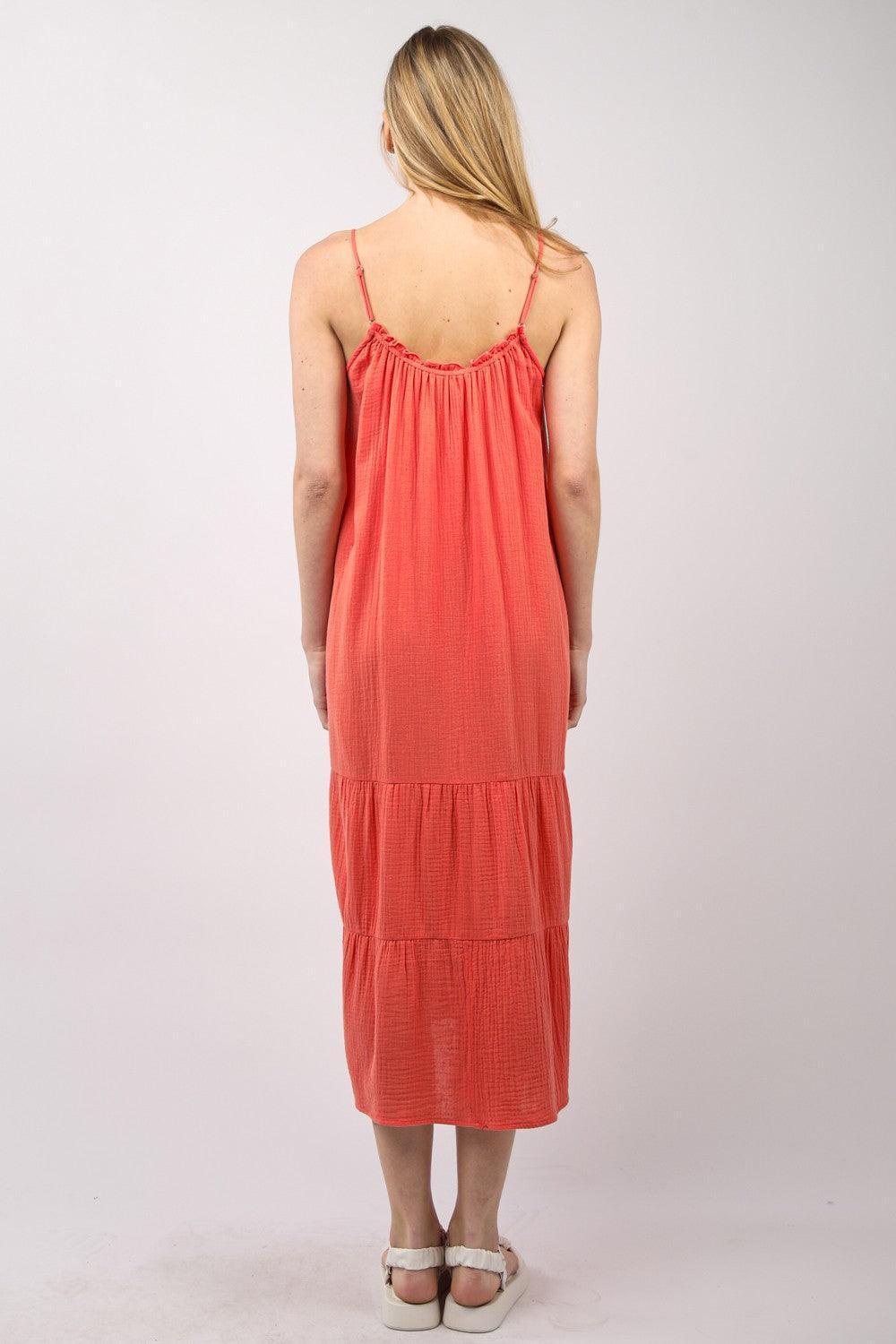 VERY J Ruffled A-Line Midi Cami Dress - ClubOn