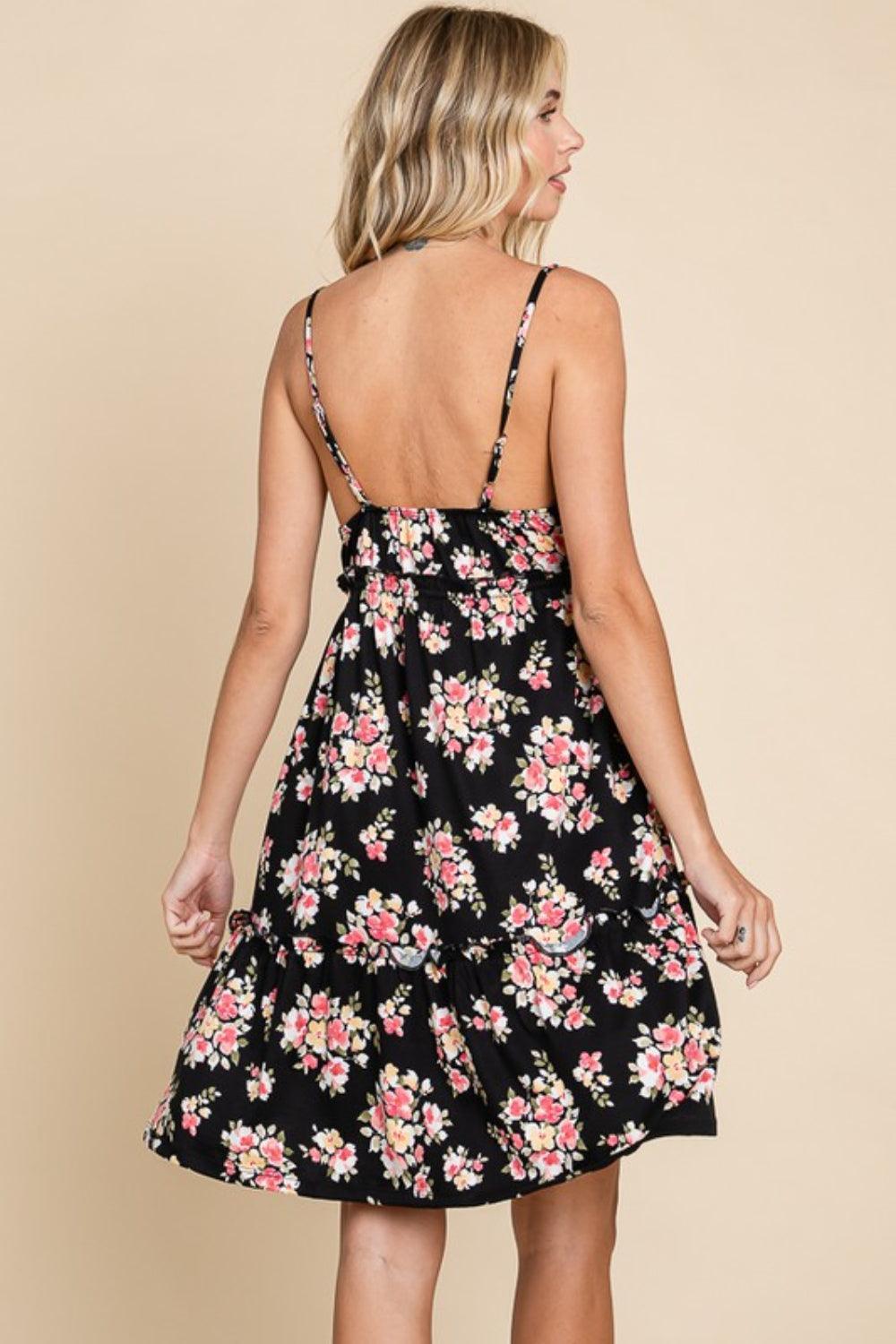 Culture Code Full Size Floral Frill Cami Dress - ClubOn