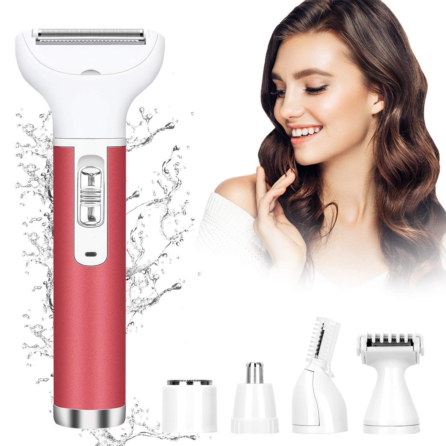 Electric Razor for Women, 5-in-1 Rechargeable Shaver, Portable Wet & Dry Cordless Hair Trimmer for Face, Legs, Nose, and Bikini - ClubOn