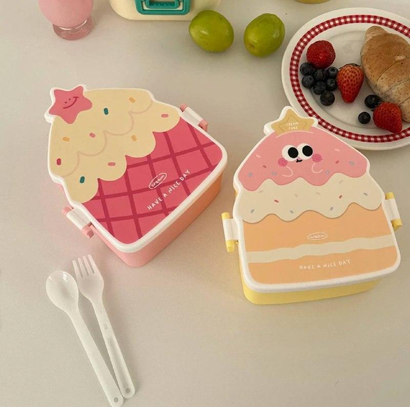 Cartoon Bento Lunch Box for Kids - Cute Design with Knife & Fork - ClubOn