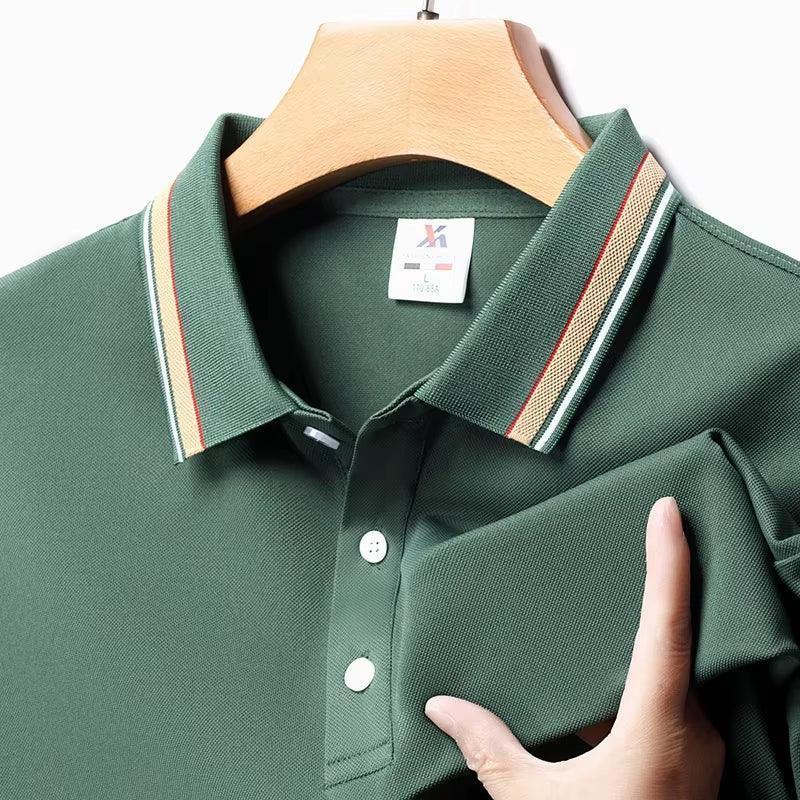 Men's Fashion Striped Lapel Polo Shirt - Summer Breathable Short Sleeve Top - ClubOn