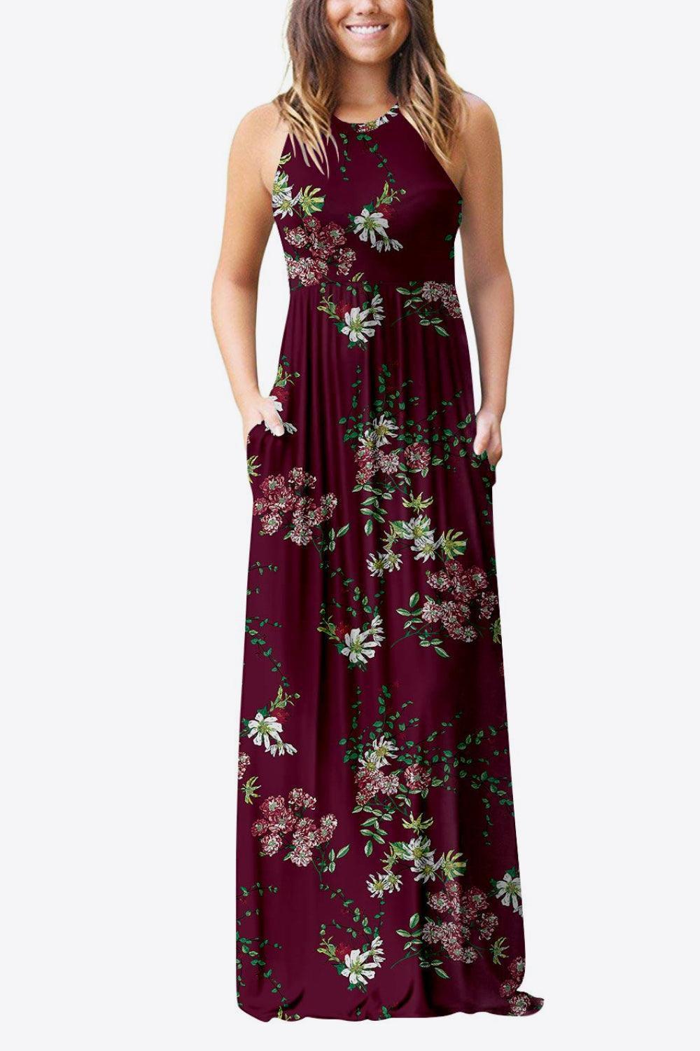 Empire Waist Sleeveless Dress with Pockets - ClubOn