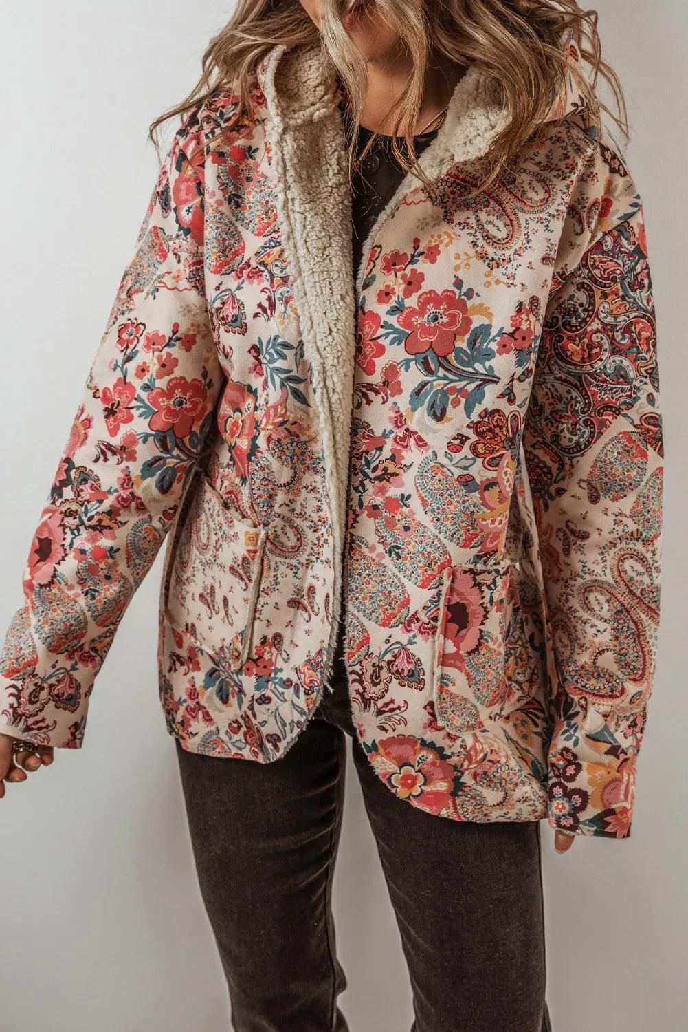 Printed Long Sleeve Hooded Jacket - ClubOn