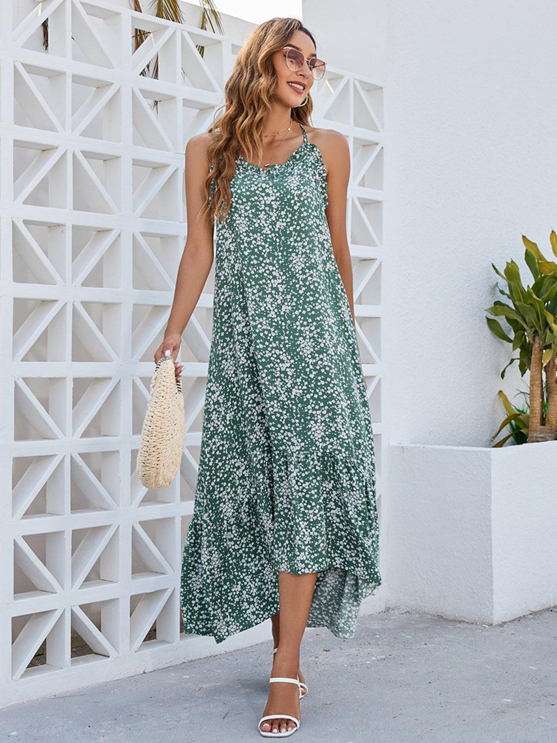 Ditsy Floral Scoop Neck Midi Cami Dress - ClubOn