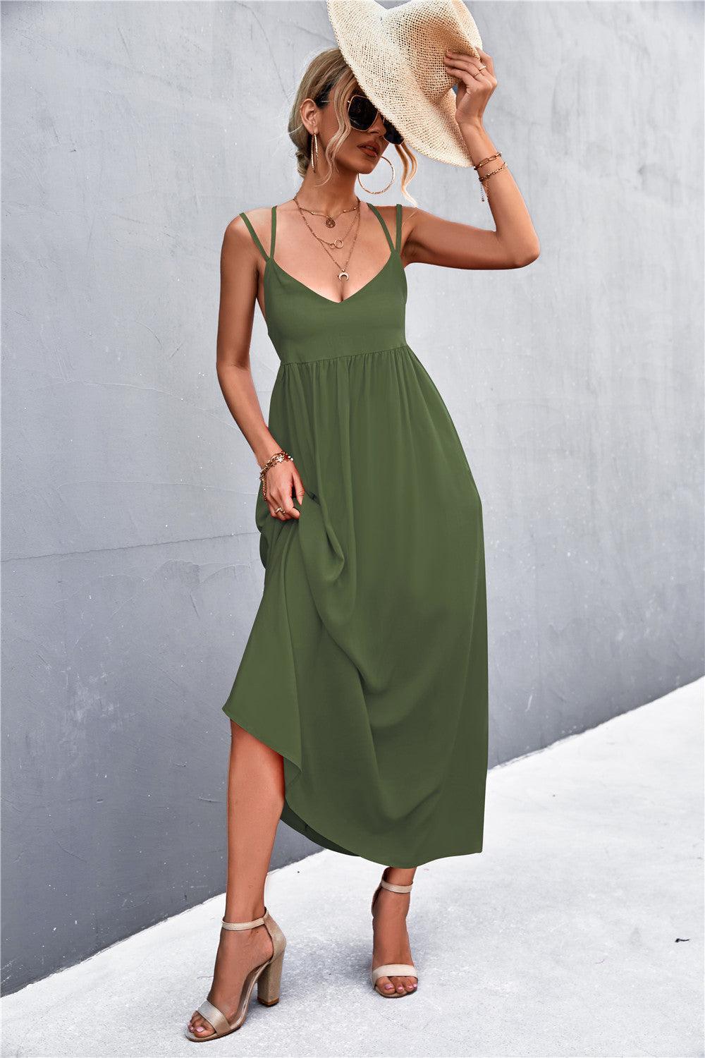 Double Strap Tie Back Dress - ClubOn