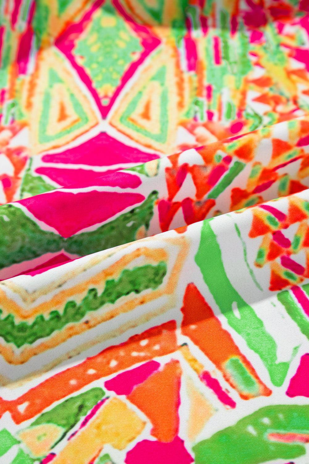 Plus Size Printed Round Neck Half Sleeve Blouse - ClubOn