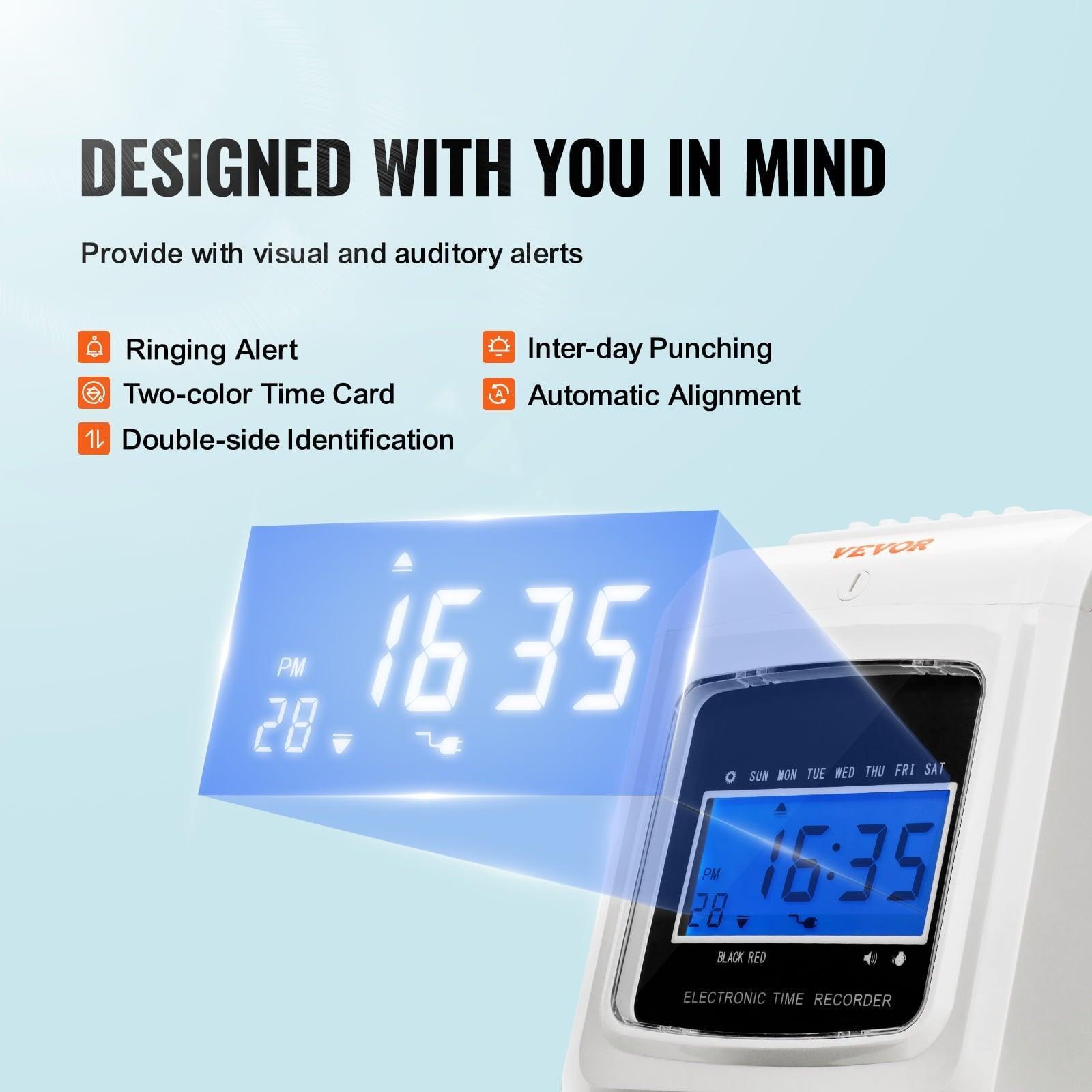 SKYSHALO Punch Time Clock for Employees with 102 Time Cards, Ink Ribbon & Security Keys - ClubOn