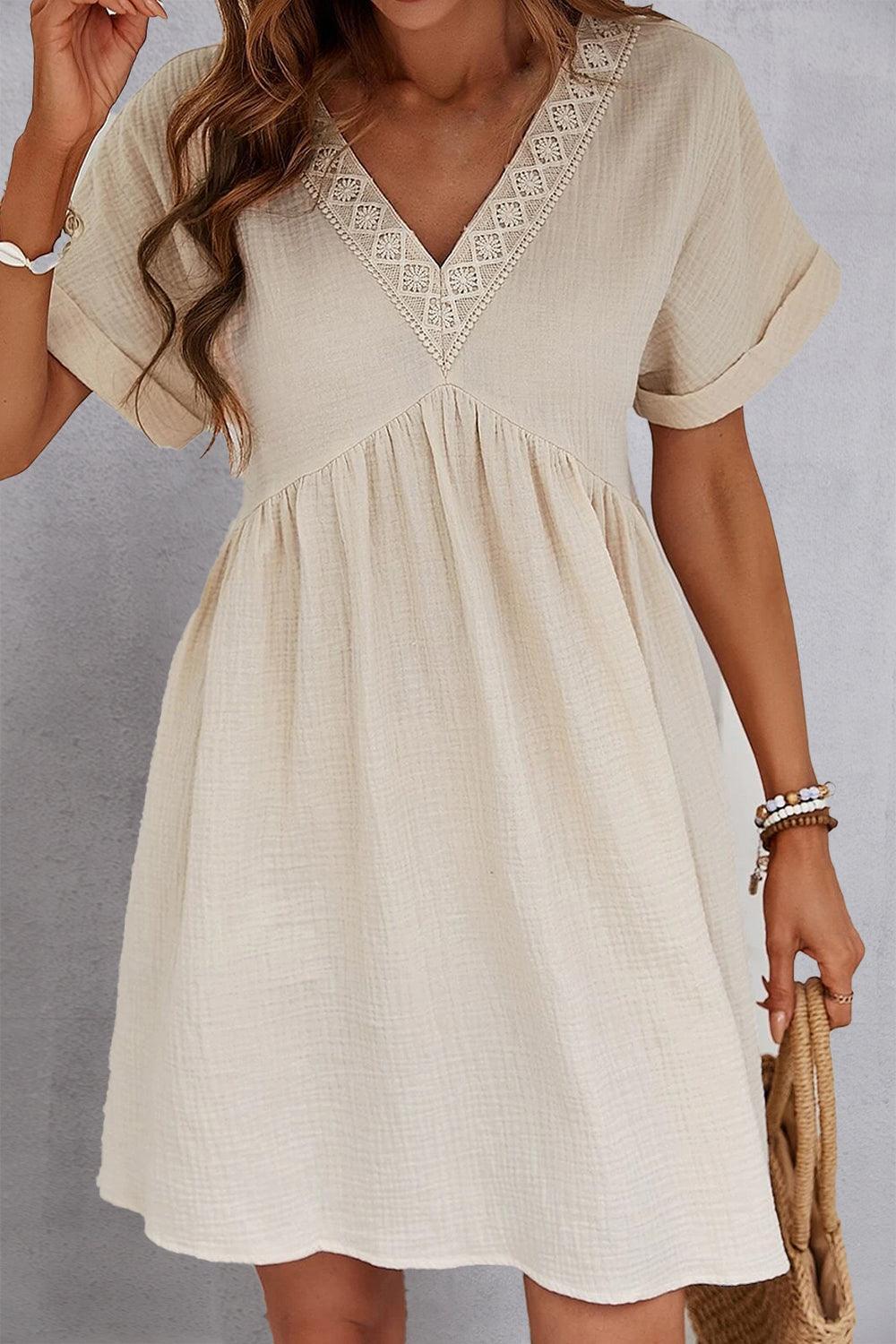 V-Neck Short Sleeve Dress - ClubOn