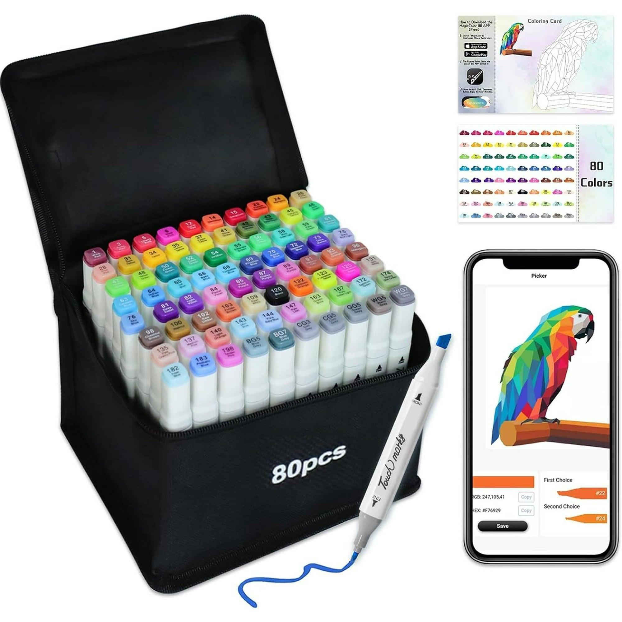 80 Color Alcohol-Based Art Markers Set, Dual Tip Markers for Drawing, Illustration, Sketching & Cartoons, Suitable for Adults & Kids - ClubOn