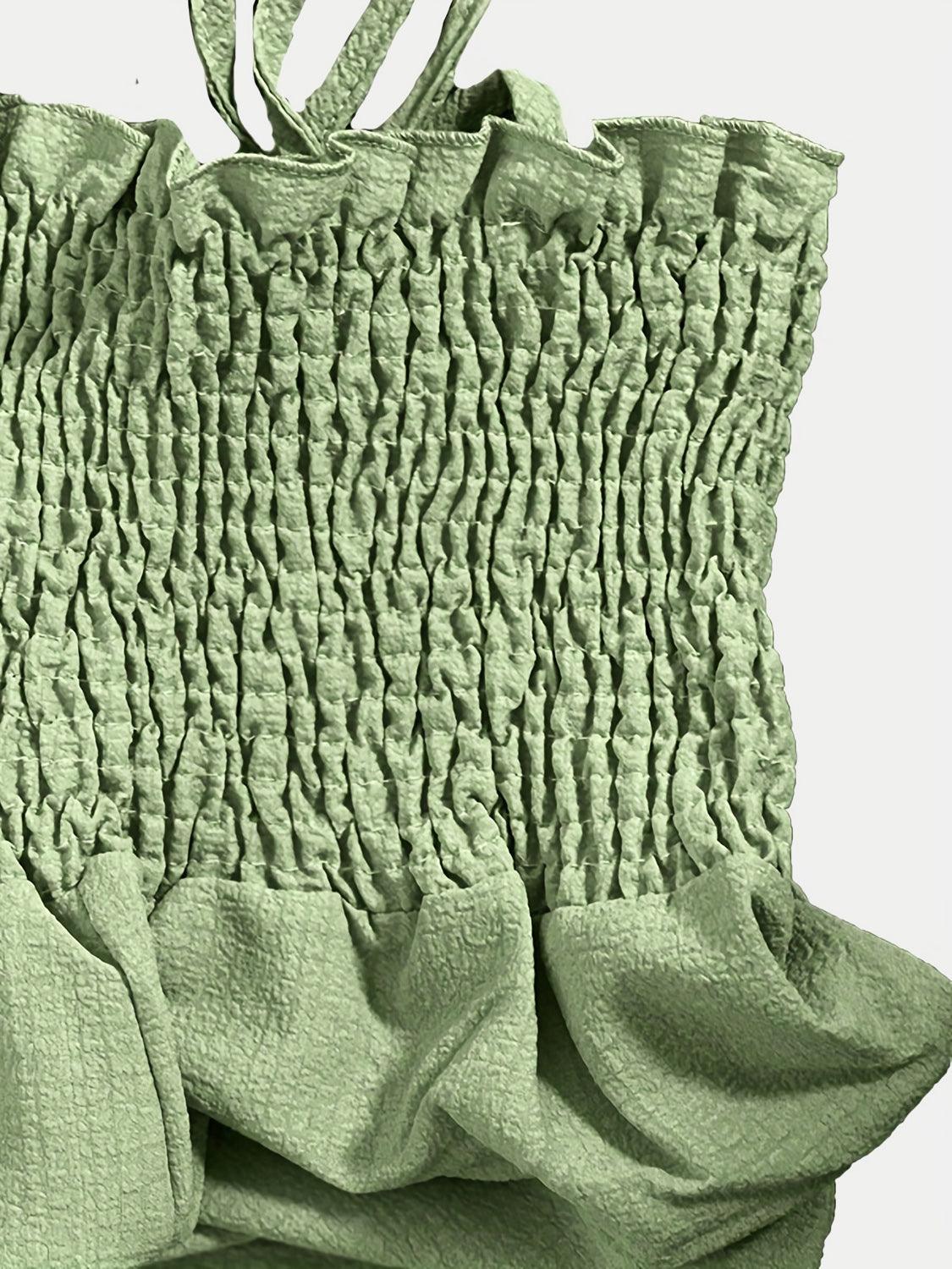 Full Size Smocked Spaghetti Strap Wide Leg Jumpsuit - ClubOn