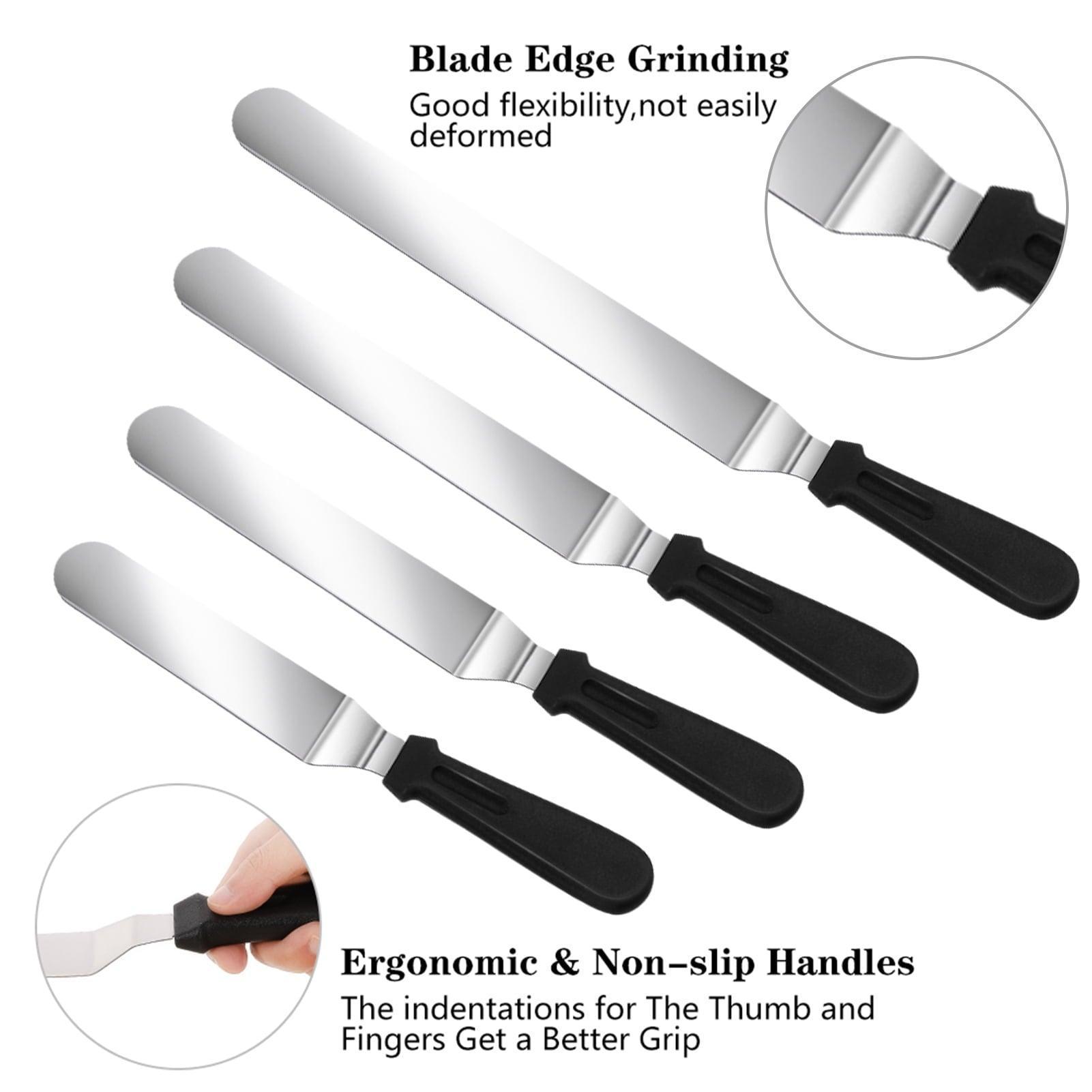 Topekada 4 Set Offset Spatula for Frosting, 6, 8, 10, 12 Inch Angled Cake Icing Spatula, Stainless Steel Icing Spreader Knife, Decorating Cake Scraper - ClubOn