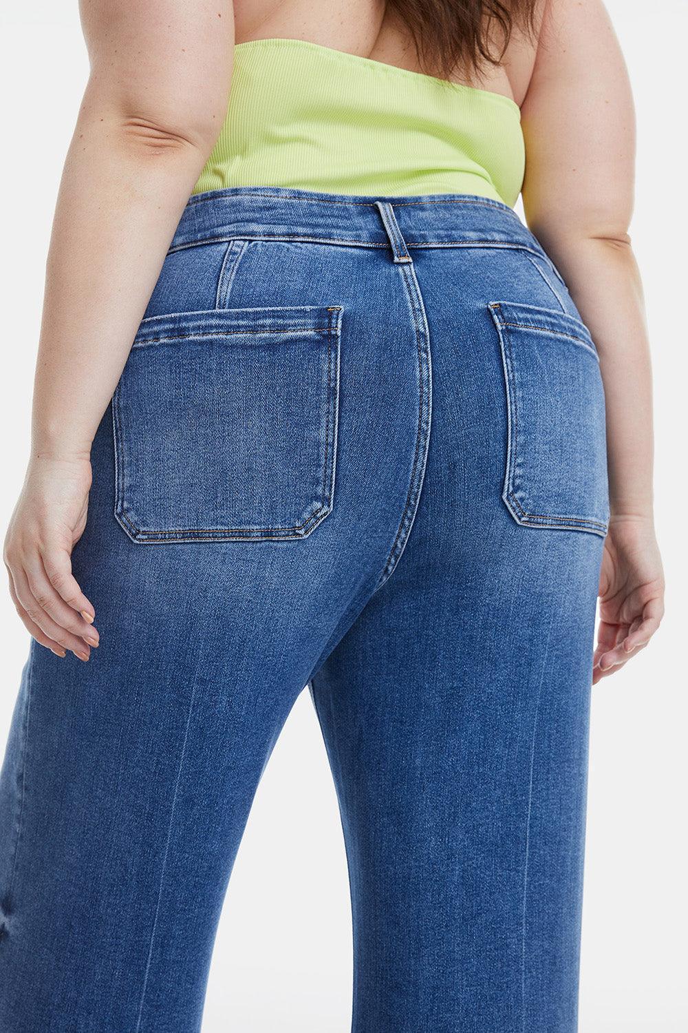 BAYEAS Full Size Raw Hem High Waist Wide Leg Jeans - ClubOn