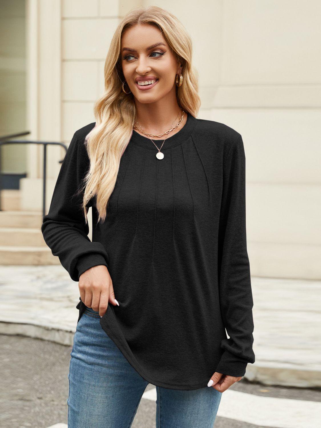 Round Neck Long Sleeve T-Shirt - ClubOn