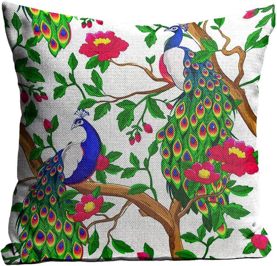 Ink Painting Peacock Pillowcase – Double-Sided Sofa & Bedside Cushion - ClubOn