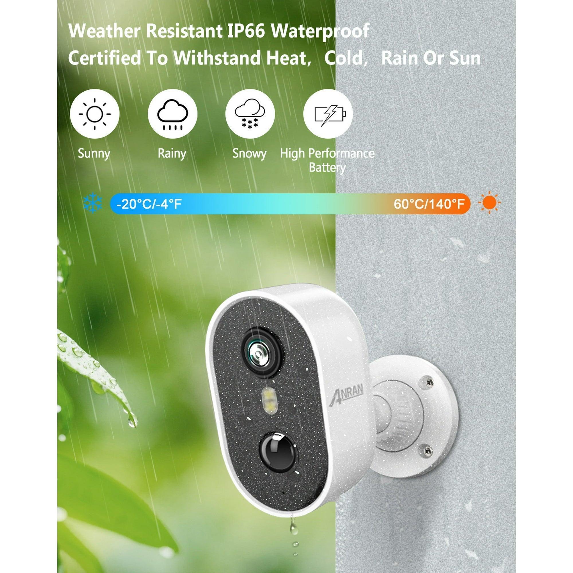 ANRAN 2K Wireless Outdoor Security Camera – Spotlight, PIR Detection, Color Night Vision, 2-Way Audio, Rechargeable Battery, Wi-Fi, White - ClubOn