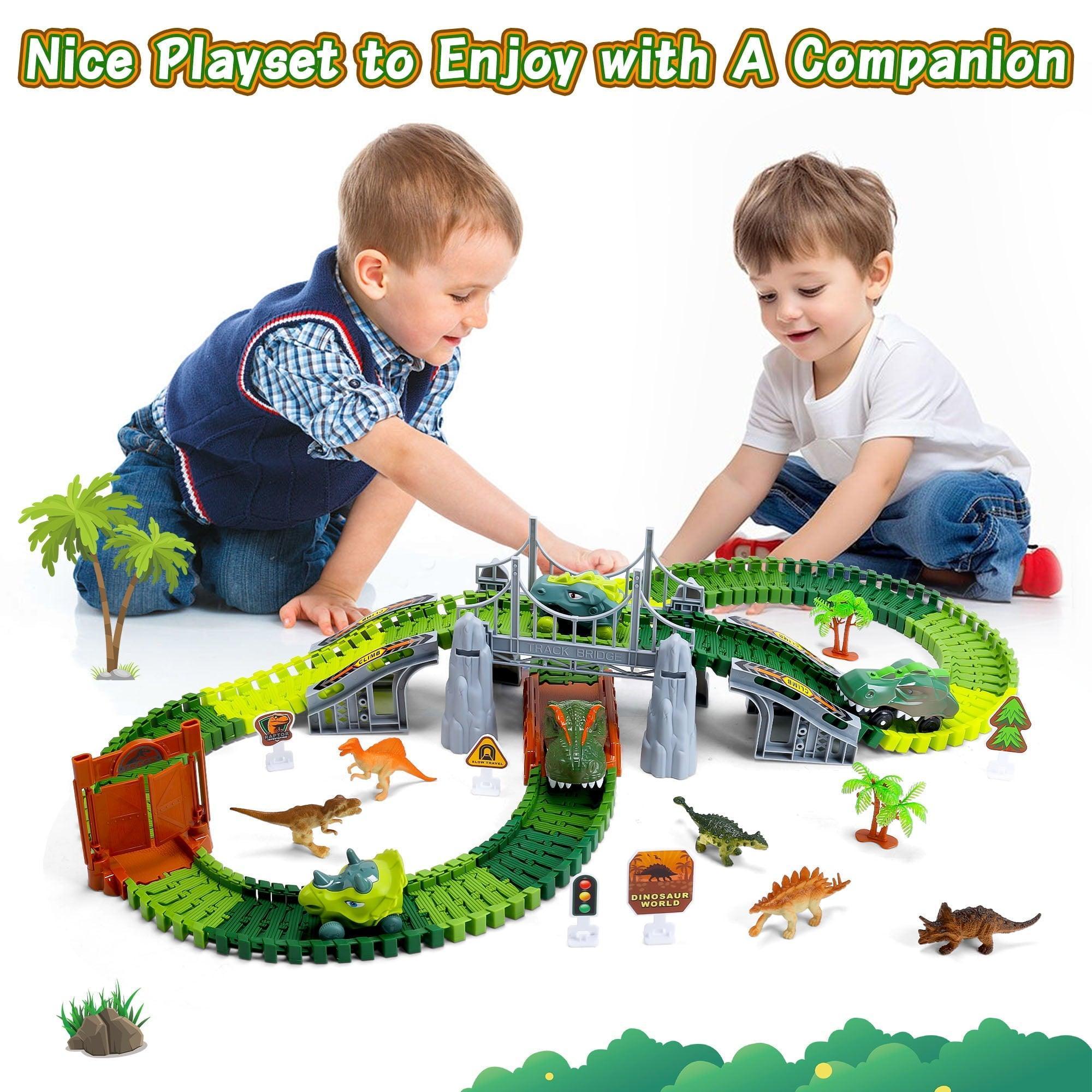 Dinosaur Tracks Toys, Flexible Dinosaur Track Toys Set, 169 Pcs, Perfect Gifts for 3-6 Years Old Boys & Girls, Create Your Dinosaur World - ClubOn