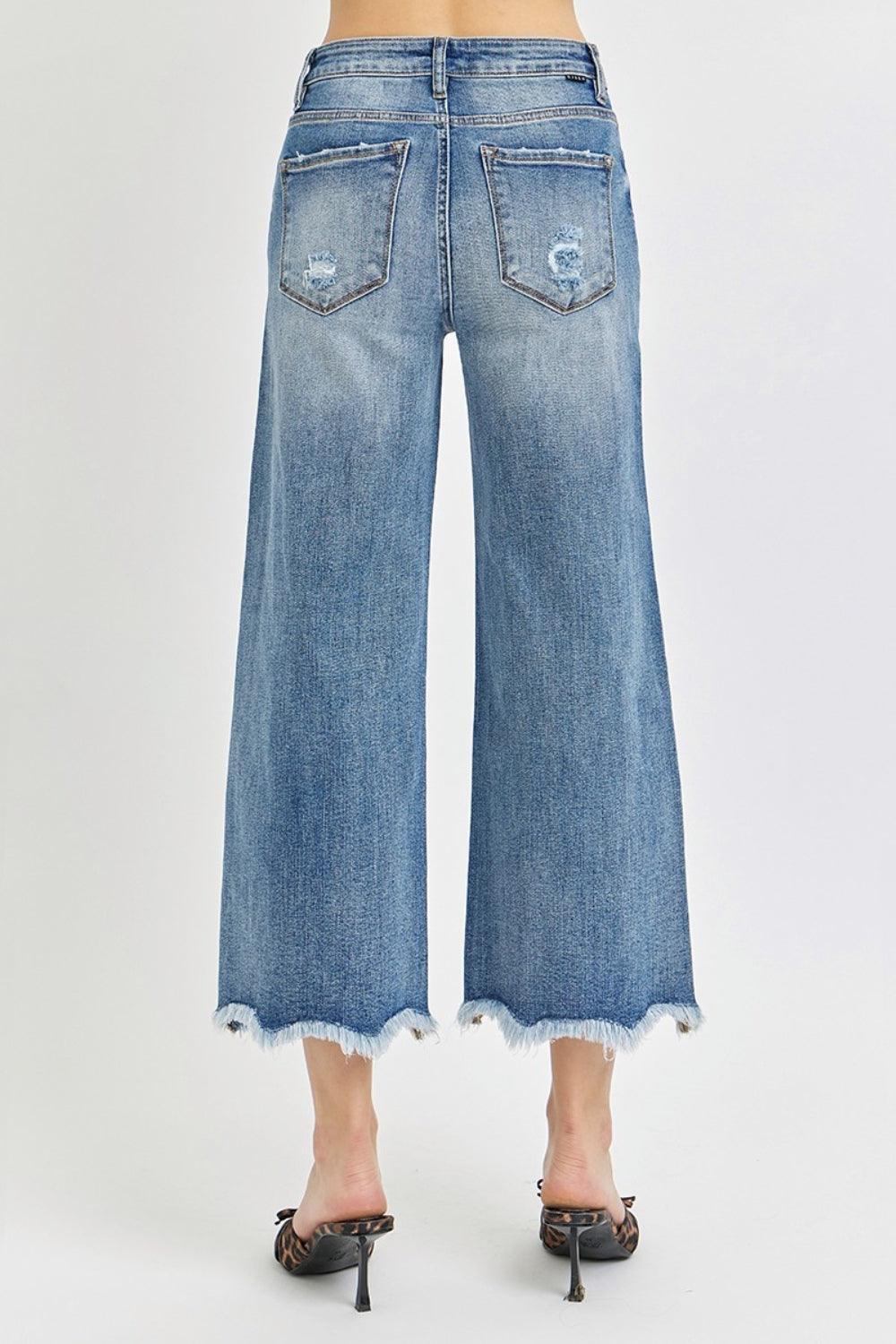 Risen High Rise Cropped Flare Jeans - ClubOn