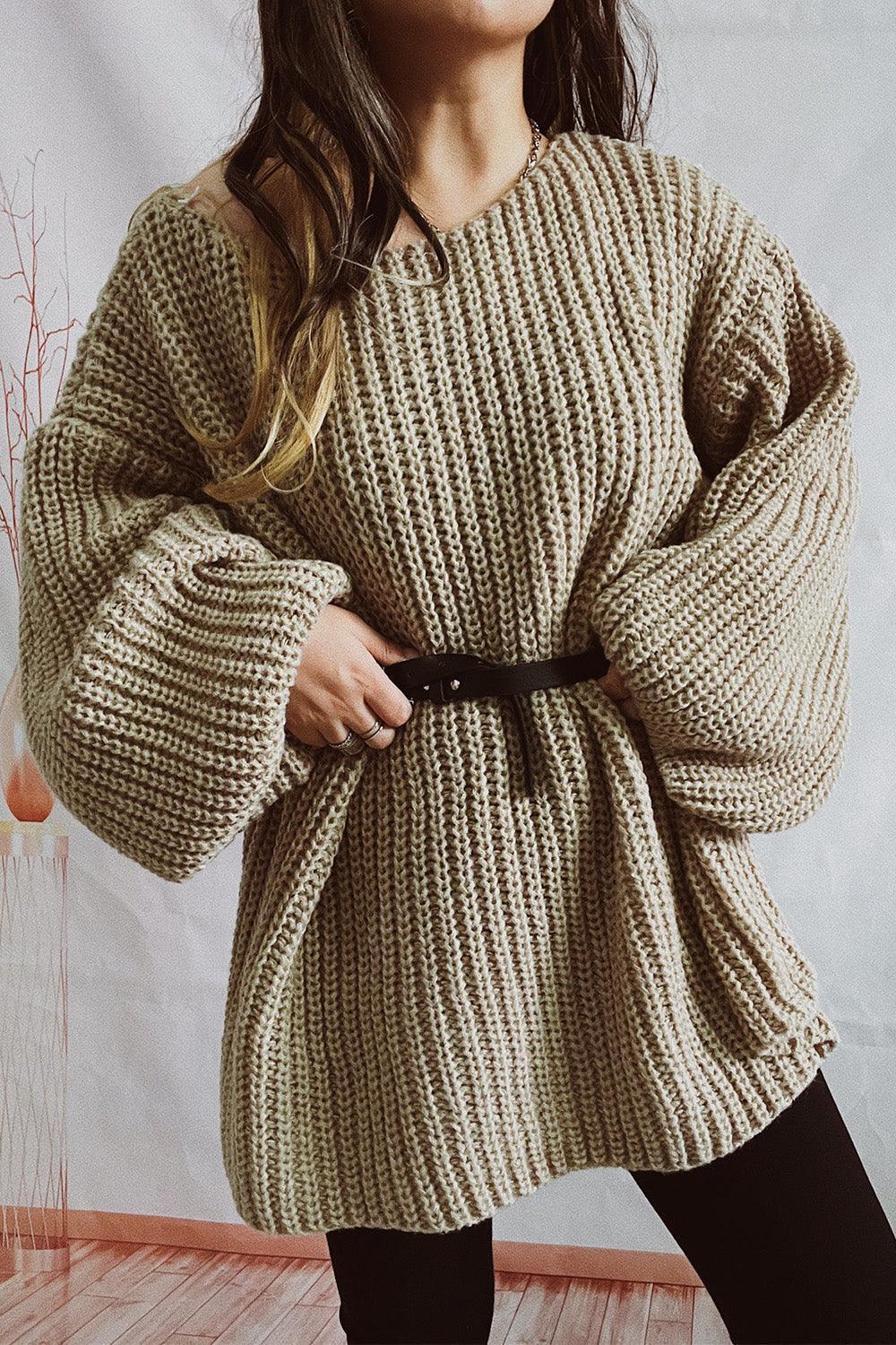 Boat Neck Dropped Shoulder Mini Sweater Dress - ClubOn