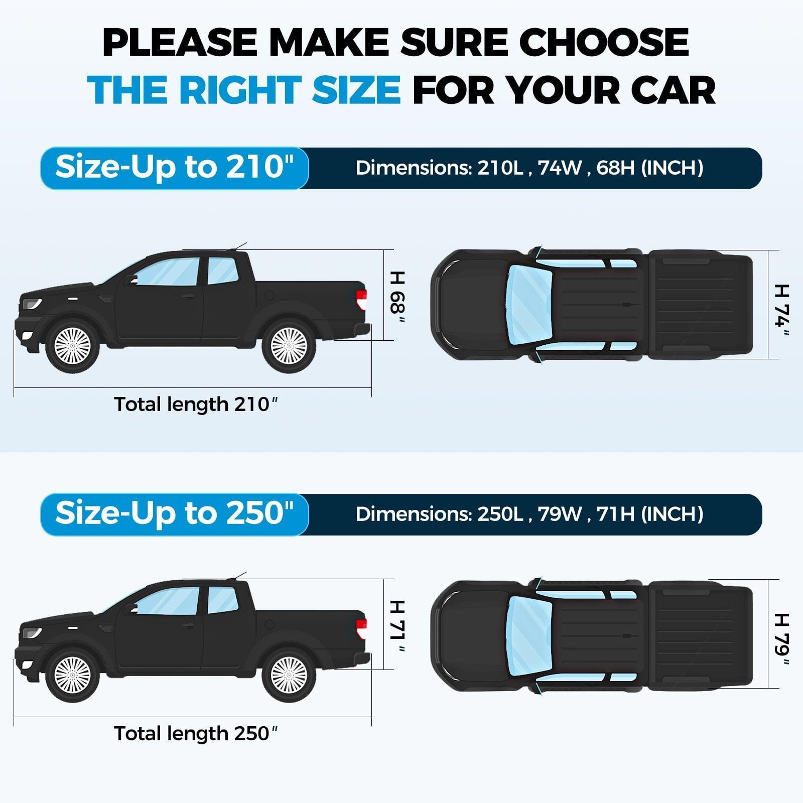 Truck Cover Waterproof All Weather, 10 Layers, Windproof, UV, Snow, Rain & Dust Resistant, Large 250