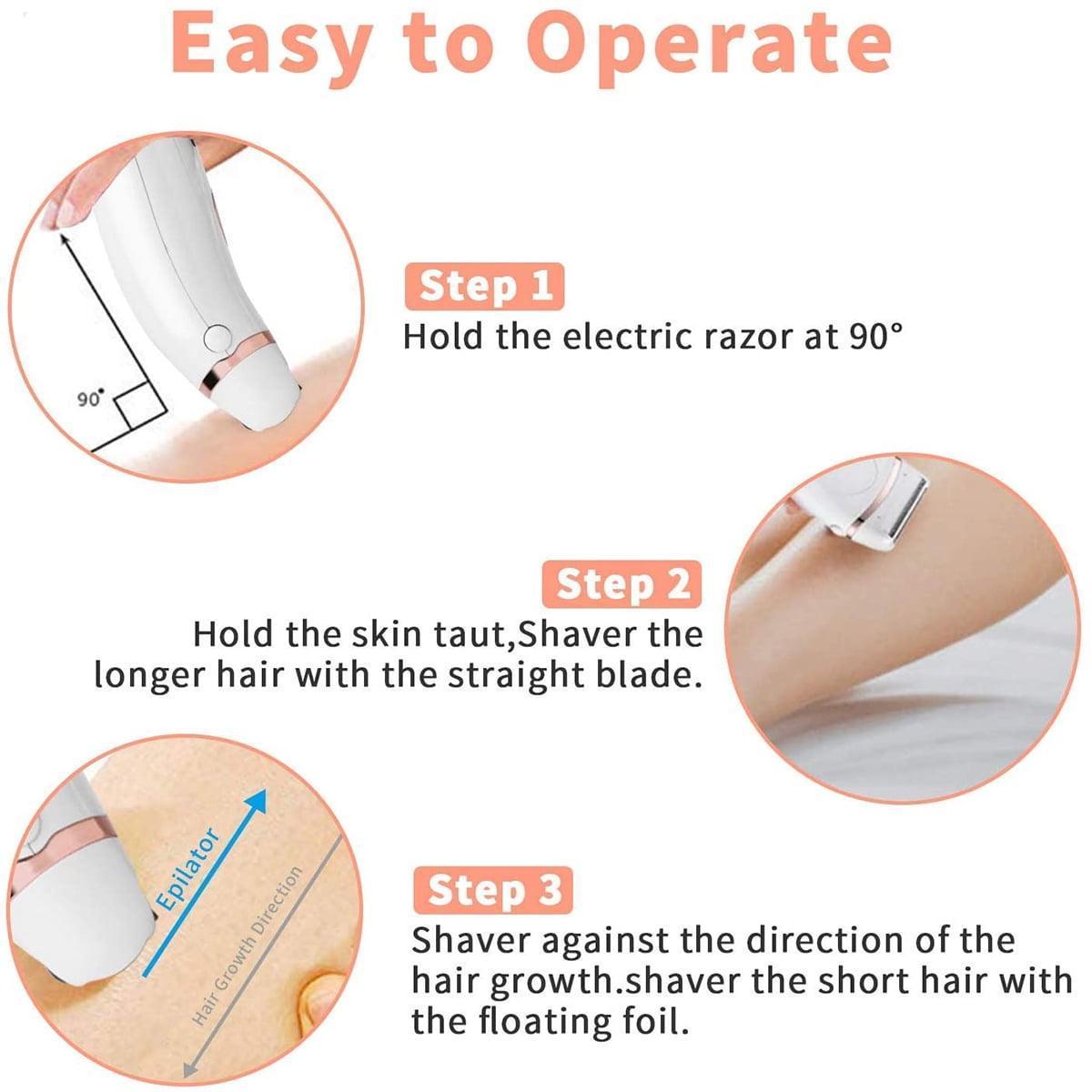 Electric Razor for Women, 3-IN-1 Painless Lady Shaver, Waterproof Wet & Dry, USB Rechargeable, Low Noise, Epilator, Bikini Trimmer Grooming Kit with LED Display - ClubOn