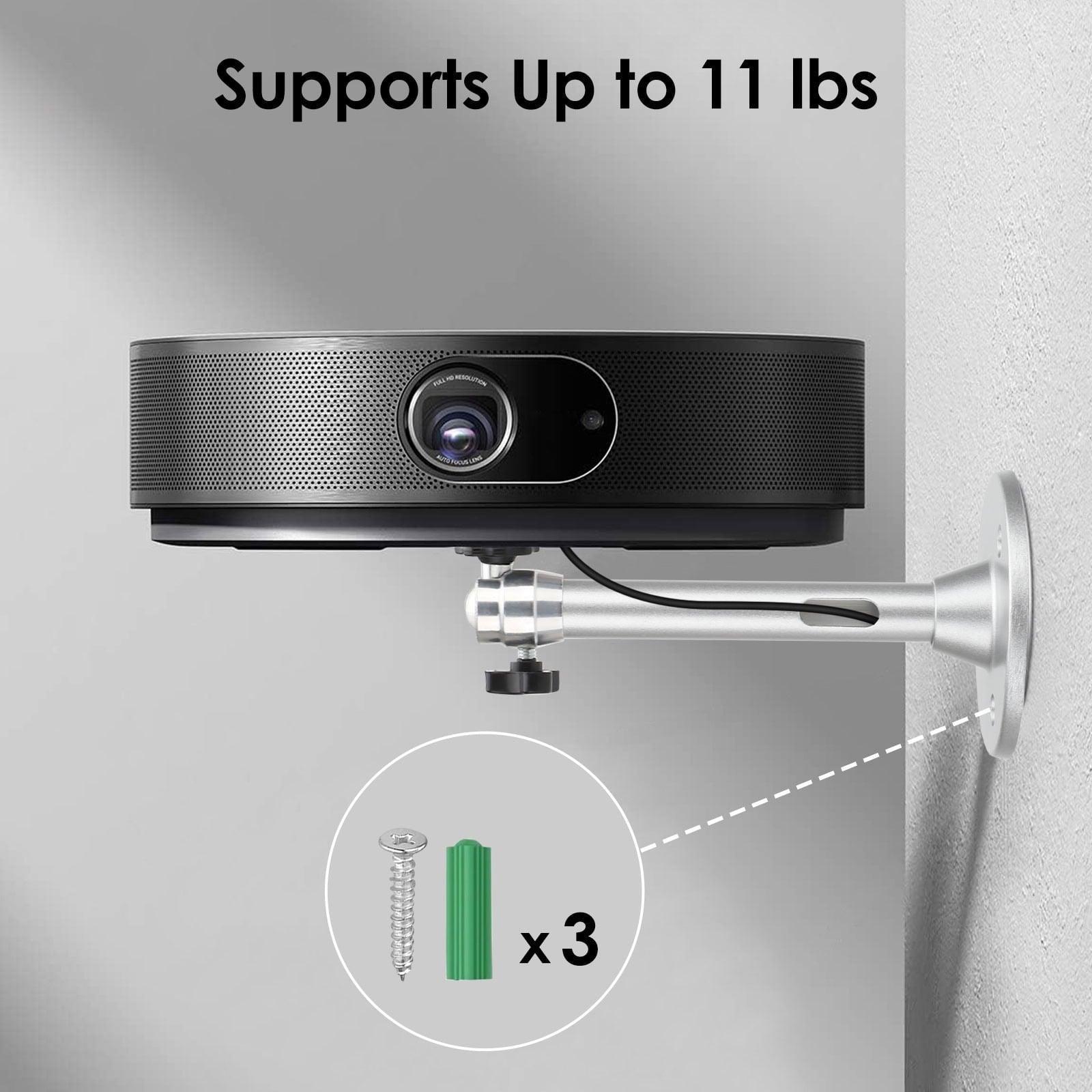 TSV Universal Projector Wall Ceiling Mount Hanger, 360° Rotatable Head, Fits Most Projectors, Silver - ClubOn