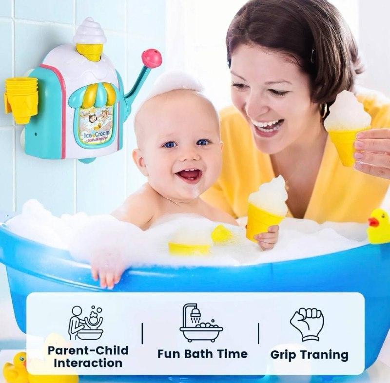 Ice Cream Bubble Machine Bath Toy – Fun Kids Blower & Maker - ClubOn