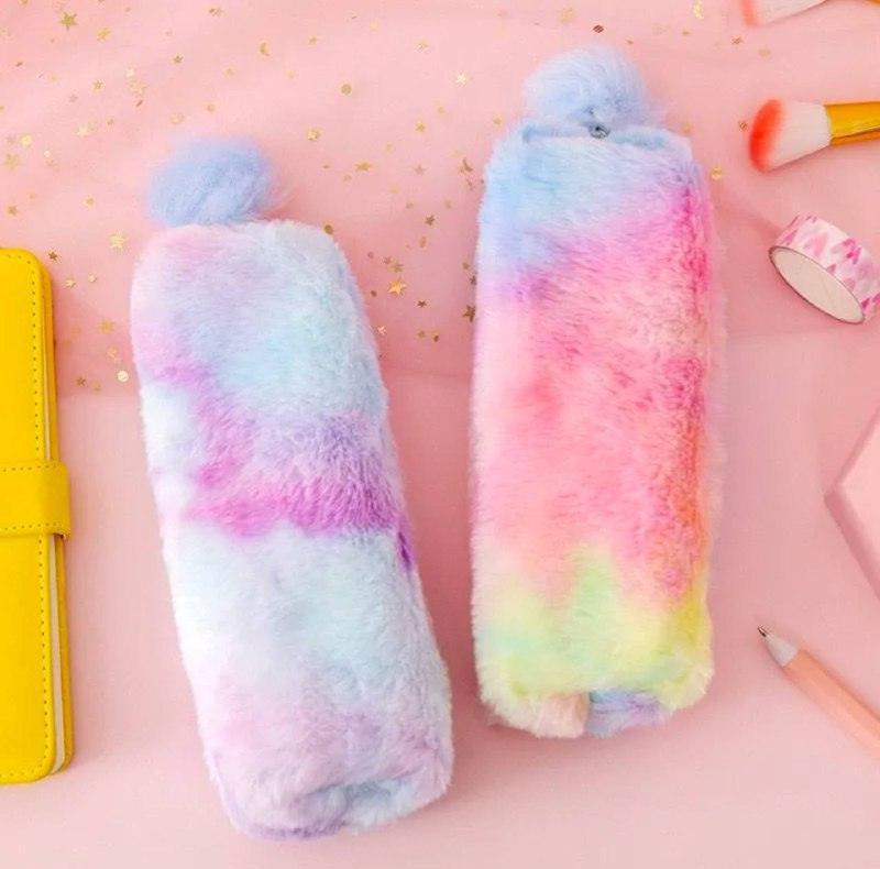 Kawaii Gradient Plush Pencil Case - Cute Organizer for Girls - ClubOn