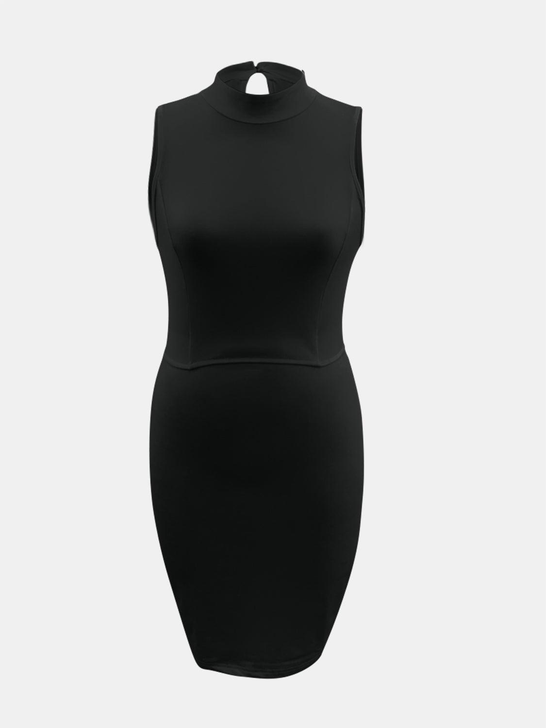 Cutout Mock Neck Sleeveless Dress - ClubOn
