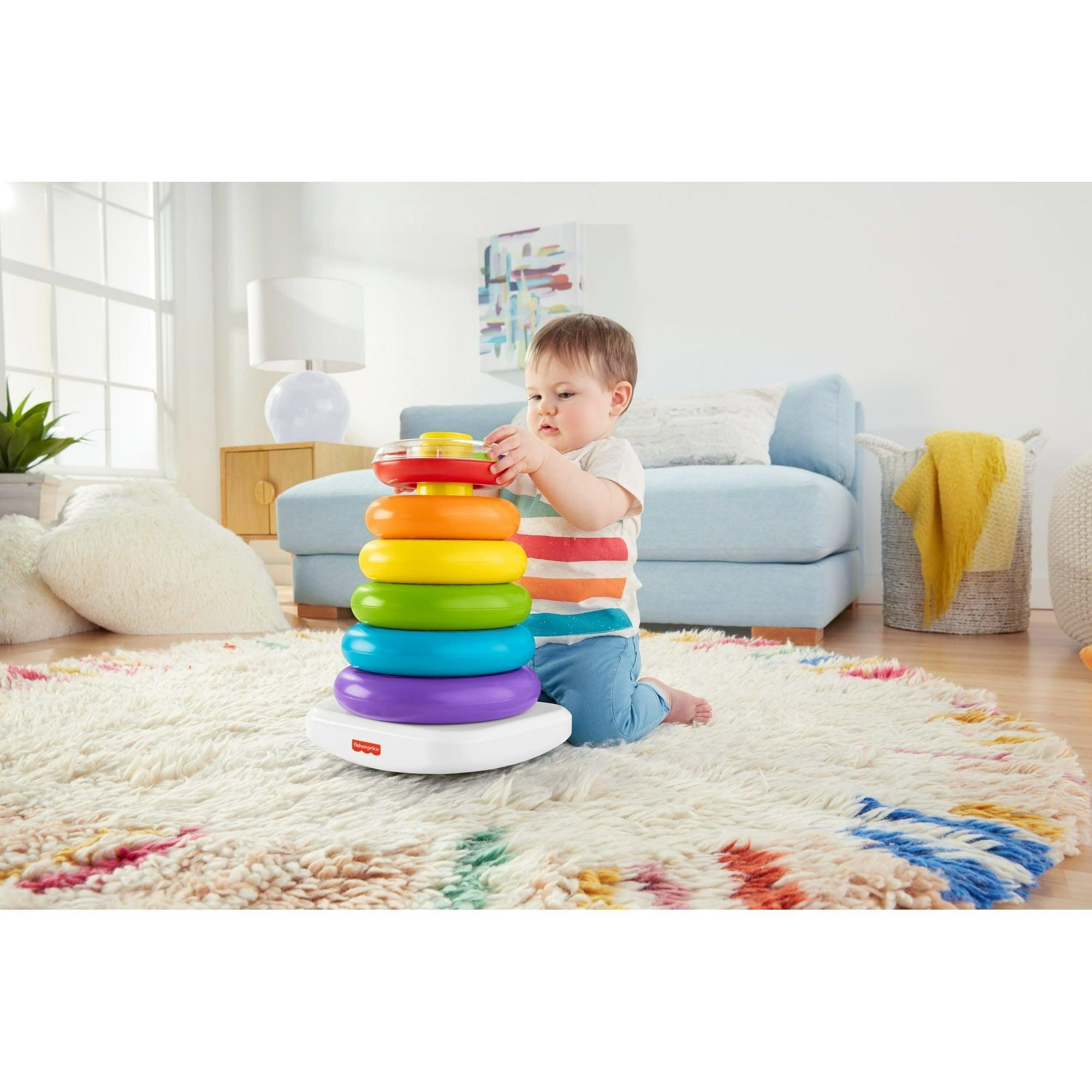 Fisher-Price Giant Rock-a-Stack Infant & Toddler Stacking Toy, 14+ Inches Tall, Baby Toy for 12 Months and Up - ClubOn
