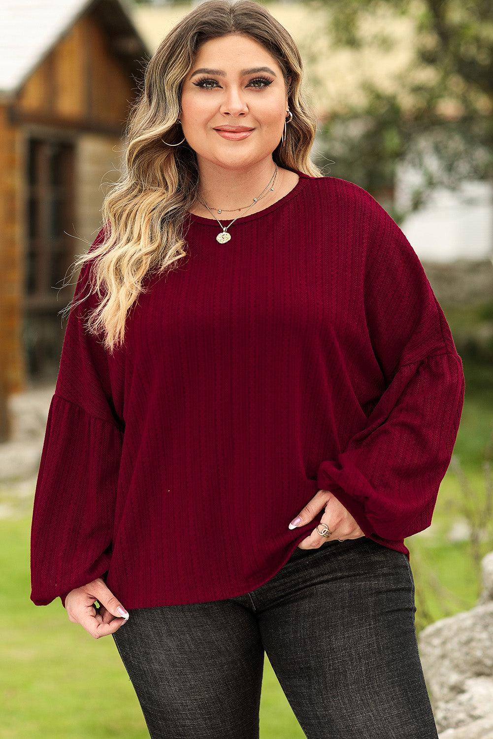 Plus Size Round Neck Dropped Shoulder T-Shirt - ClubOn