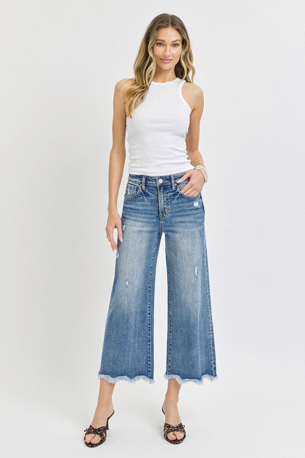Risen High Rise Cropped Flare Jeans - ClubOn