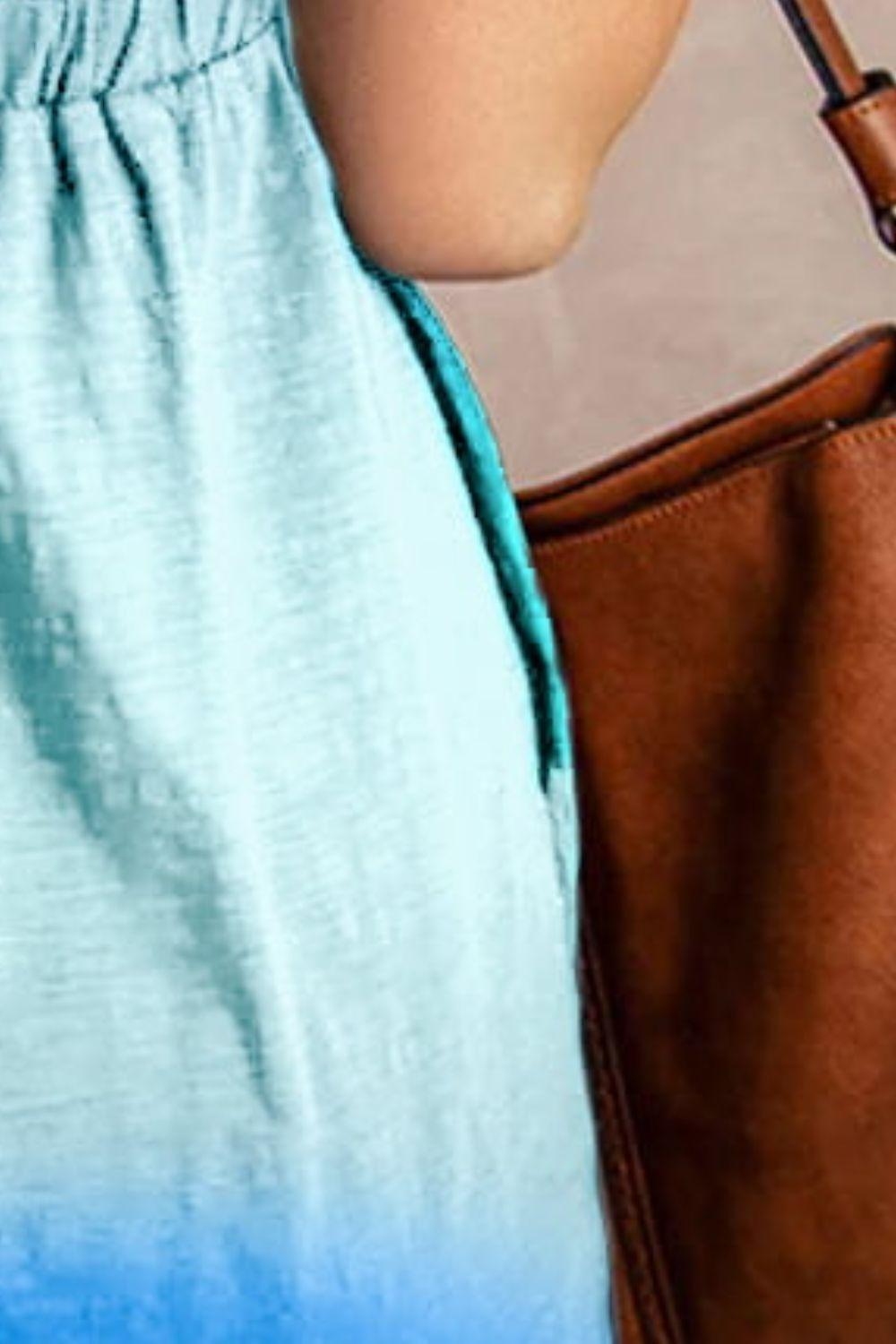 Double Take Scoop Neck Buttoned Sleeveless Magic Dress with Pockets - ClubOn