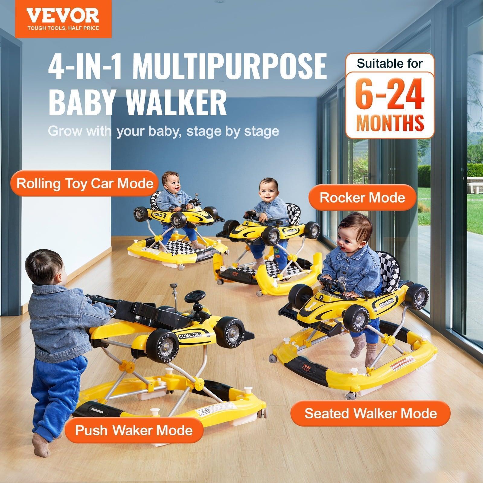 SKYSHALO 4-in-1 Baby Walker – Foldable, Height Adjustable with Wheels & Steering Wheel (6-24 Months) - ClubOn