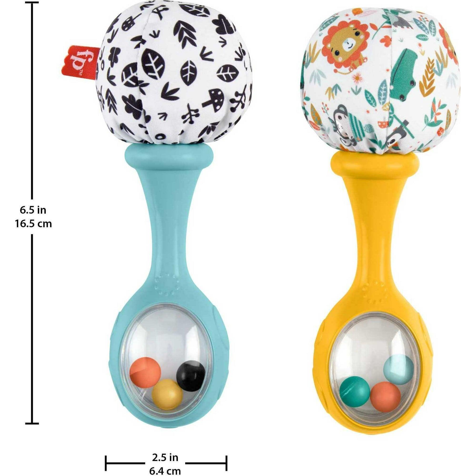 Fisher-Price Baby Rattle ‘n Rock Maracas Toys, Set of 2 for Infants 3+ Months, High Contrast - ClubOn