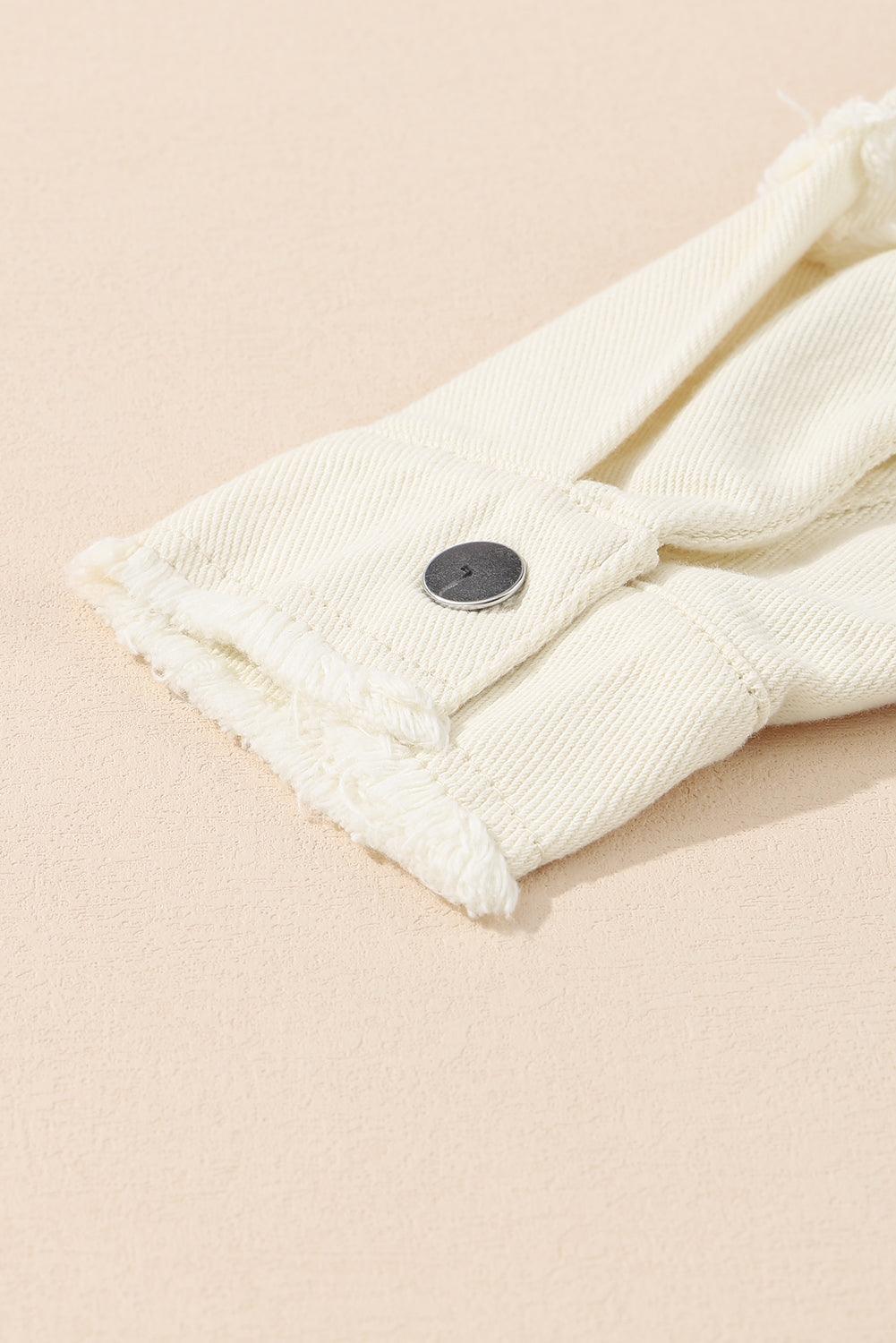 Studded Button Up Collared Neck Denim Jacket - ClubOn