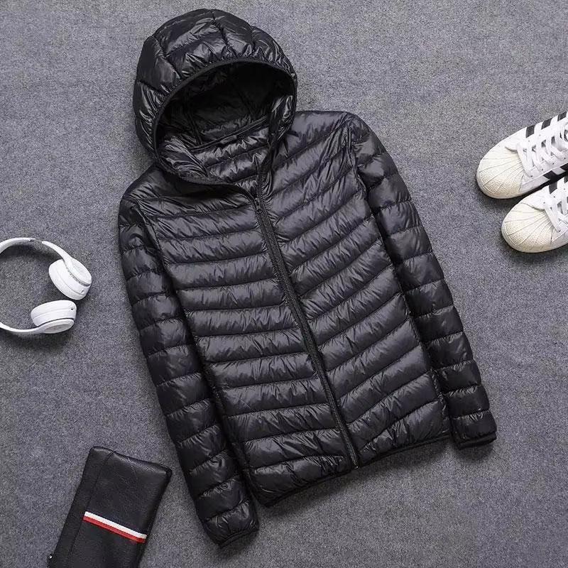 Men's Slim Fit Winter Down Cotton Coat - Hooded Warm Cropped Jacket - ClubOn