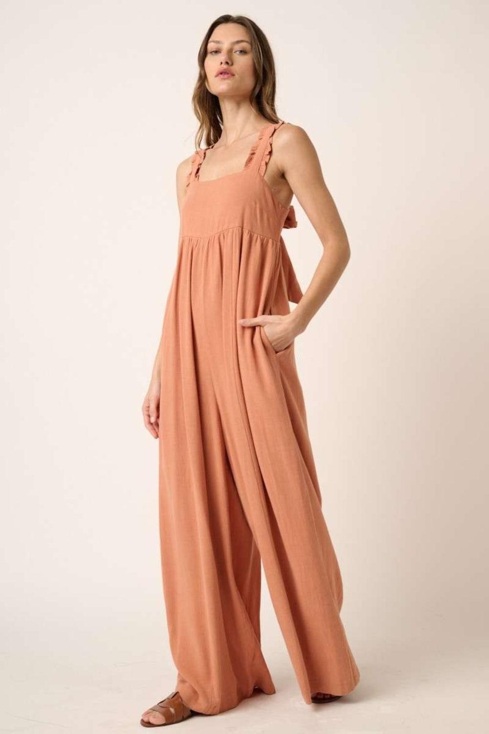 Mittoshop Sleeveless Wide Leg Jumpsuit - ClubOn