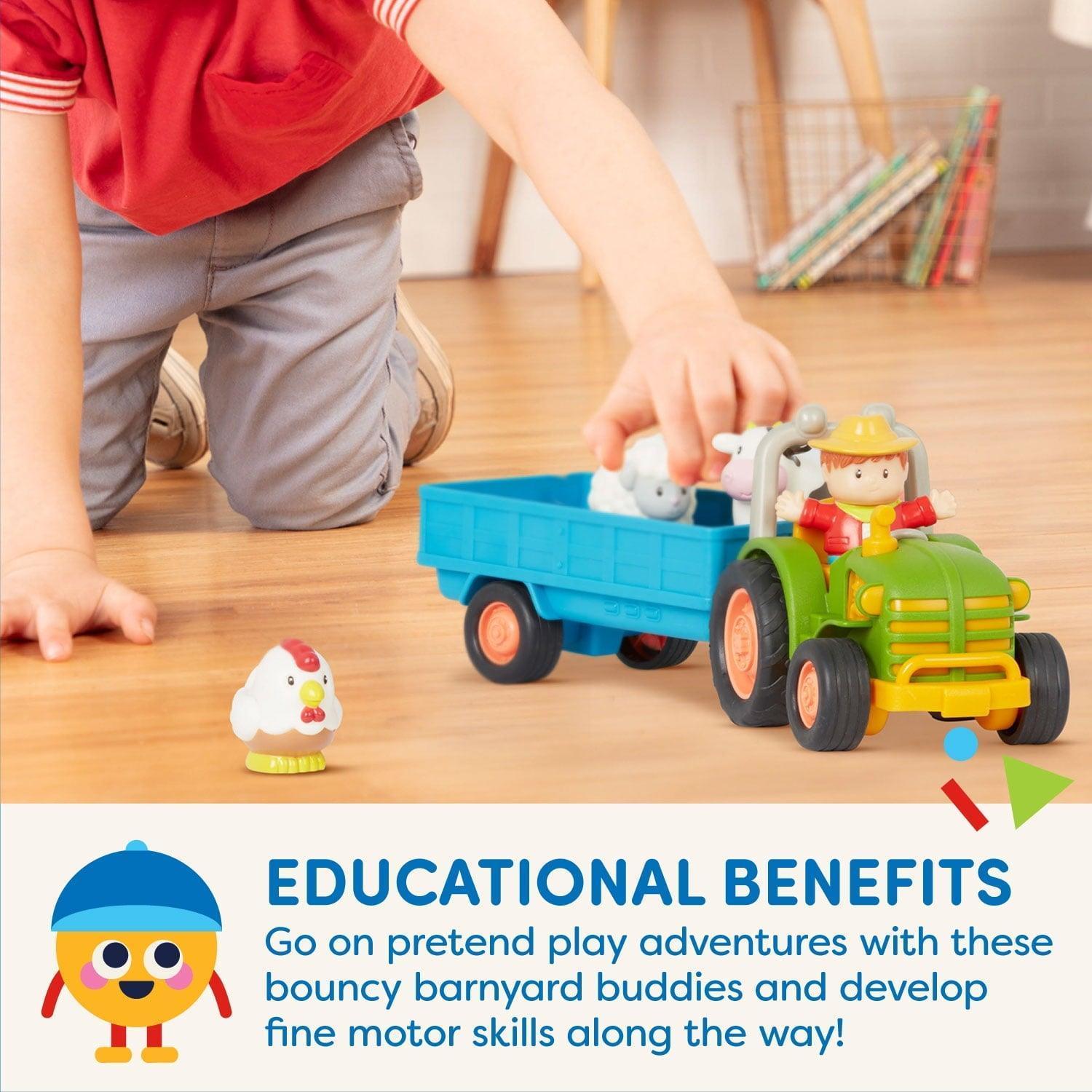 Battat Farming Fun Tractor with 7 Pieces, Lights and Sounds – Toddler and Preschool Toys - ClubOn